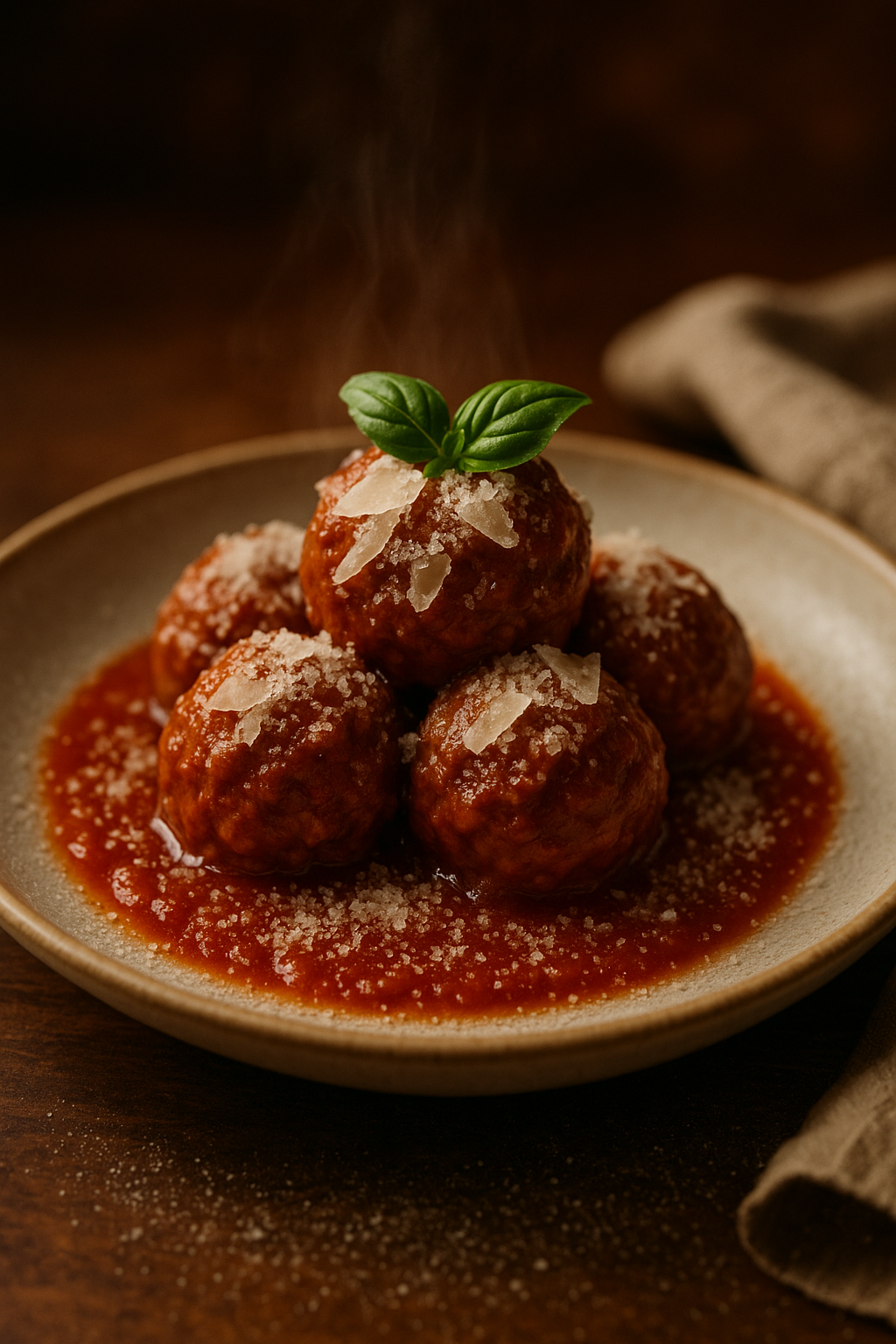 Polpette al sugo con scaglie di grana